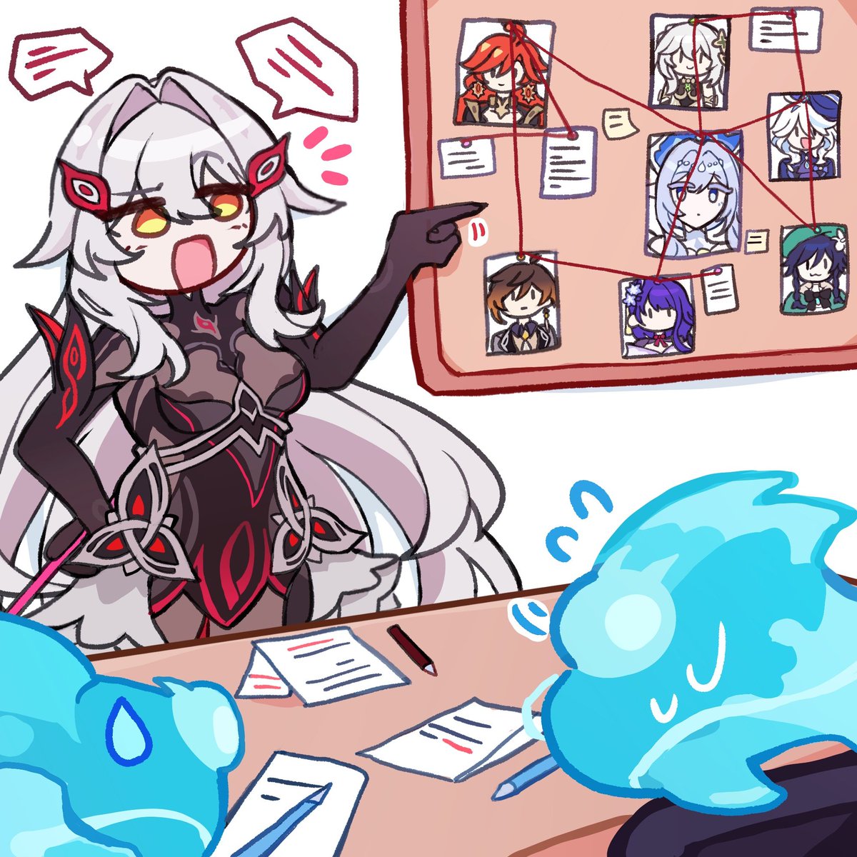 novahasopinions's tweet photo. I commissioned @SkirkDoodles_ to depict the conspiracy meme guy for my archon group chat stuff im compiling and it turned out amazing. 

I love how she depicted ronova roping in two seelies to her conspiracies with each archon on the board. Amazing job. https://t.co/fQ80uu35HM