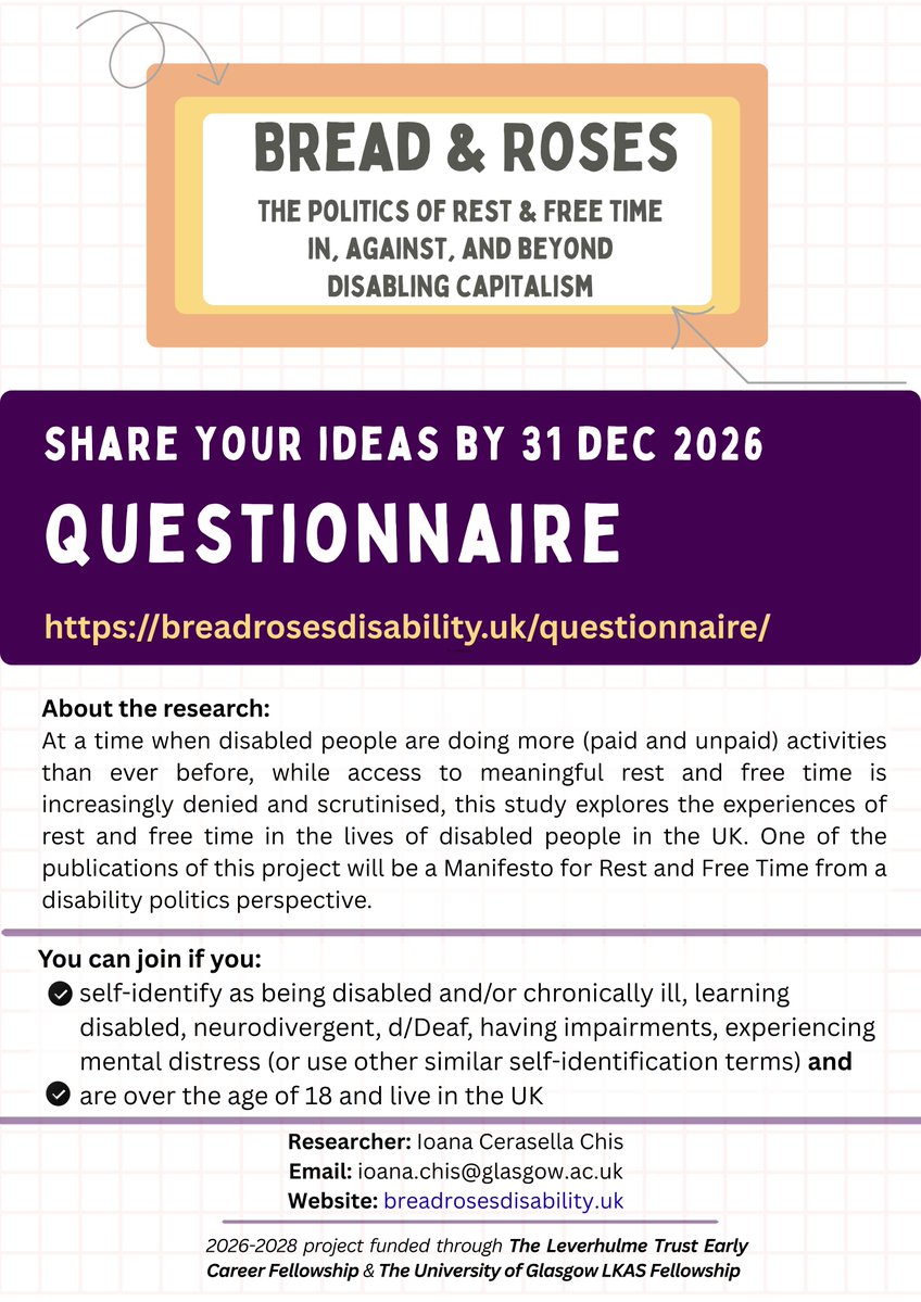 CerasellaChis's tweet photo. What kind of change needs to happen in UK society, so rest and free time can be experienced meaningfully by all - regardless of disability and employment status?
If you are a UK-based disabled person, please share your ideas: https://t.co/AgXUFR1NAP
#Disability #Rest #FreeTime https://t.co/1TEVnzF5zf