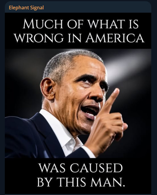ElephantSignal's tweet photo. 🚨BREAKING:

“MUCH OF WHAT IS WRONG IN AMERICA WAS CAUSED BY THIS MAN.”

CONSERVATIVES POINT TO BARACK OBAMA’S RADICAL POLICIES AND CULTURAL DIVISION AS THE ROOT CAUSE OF AMERICA’S GREATEST CHALLENGES!

Do you agree that the Obama administration laid the groundwork for the Left’s destruction of traditional American values?