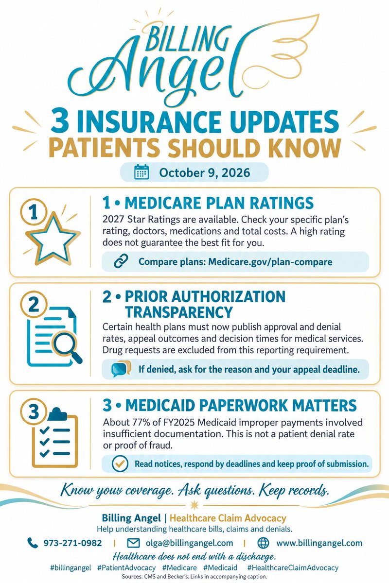 Arioste5563's tweet photo. Healthcare doesn’t end when the patient goes home. The financial, emotional, and administrative burden often begins there. Read. Share. Speak out. Awareness creates change.
Billing Angel | Healthcare Claim Advocacy
#BillingAngel #MedicalBillHelp #PatientAdvocacy https://t.co/p4JpFLVtWw
