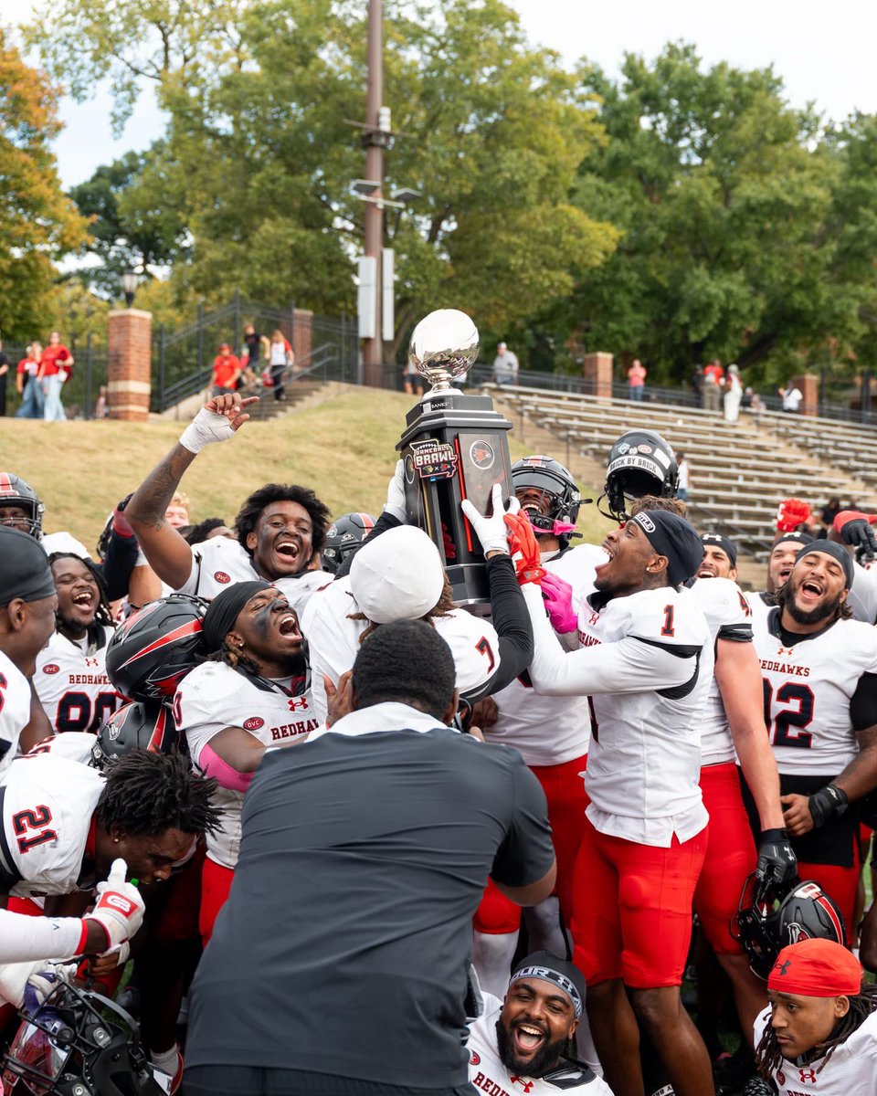 coachrcoon959's tweet photo. We got our trophy back today!! 😤 It’s a GREAT day to be a REDHAWK! #BrickByBrick https://t.co/IrFptLtQO1