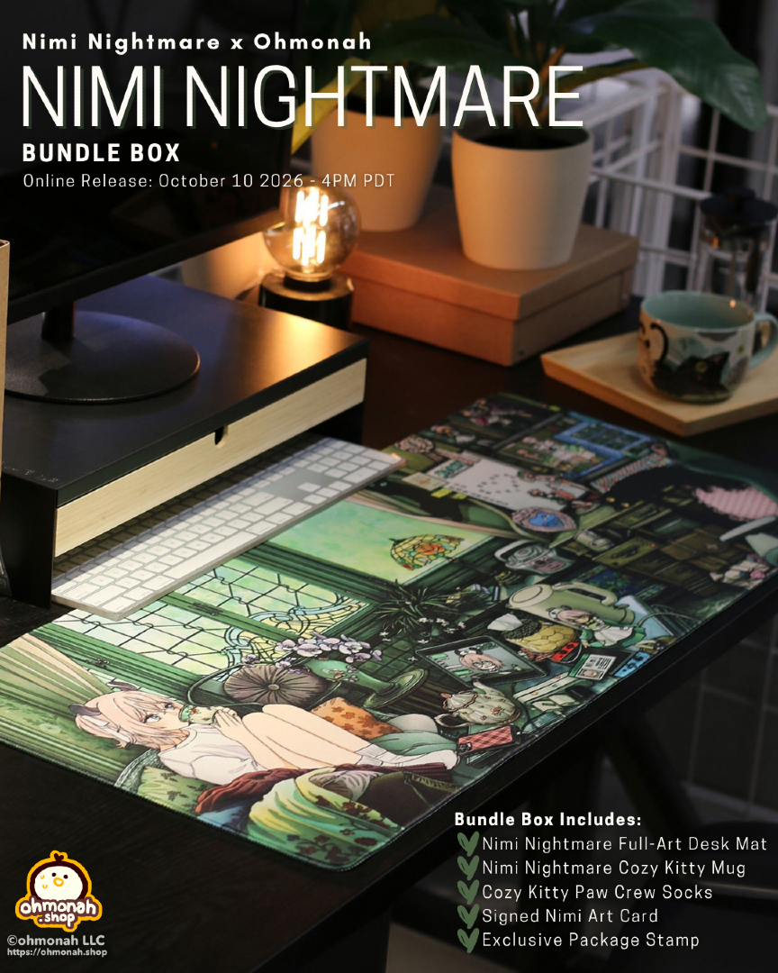 ohmonah's tweet photo. ohmonah | Nimi Nightmare
Introducing Nimi's Cozy Nightmare Set!

Each set includes: 
35x16" Full Art Deskmat (by @ring_411)
Ceramic Mug
Artemis&amp;Luna Socks
and a SIGNED Nimi Nightmare Art Card!

It might be her birthday, but all the gifts she happily gives to you! 🎁 https://t.co/NEiP0FGua4