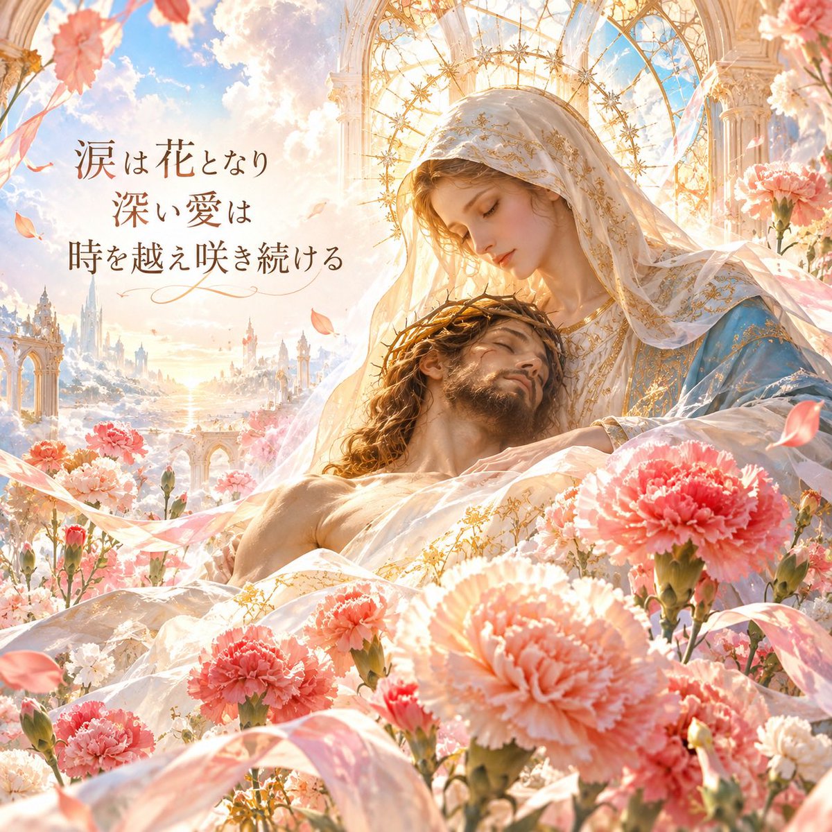 KazuhiroSuzukiX's tweet photo. 【10月11日の誕生花のひとつ】
カーネーション

【花言葉】
無垢で深い愛・感謝・母への愛 など

【キリスト教の伝承】
イエス様が十字架にかけられたとき、聖母マリアが流した涙のあとにカ��ネーションが咲いたと語られています。

このお話は悲しいと捉えるより、涙には深い愛が込められていて、その涙によって花ひらいたカーネーションは、時を越え残る愛の象徴。このように捉えると素敵だよ。