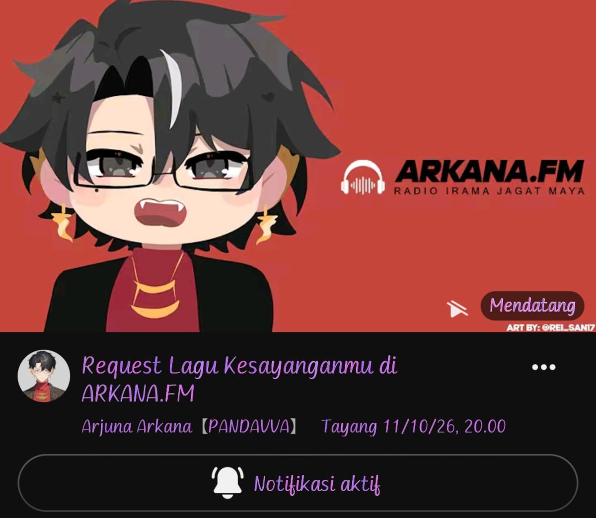 Miniprily's tweet photo. Alhamdulillah, entar malam ada Arkana FM, teman-teman. Congrats, Arkanites! Penantian kalian tidak sia-sia 🥹❤️
#ArjunaLive. https://t.co/A5YbcoLH2K