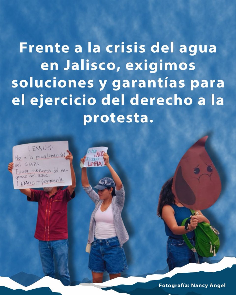 CEPAD_AC's tweet photo. 💧Las organizaciones de la sociedad civil pertenecientes a la Red TDT en la región occidente manifestamos nuestra preocupación ante la escalada de la respuesta de las autoridades frente a las movilizaciones ciudadanas que, durante las últimas semanas, se han desarrollado en distintos puntos de la Zona Metropolitana de Guadalajara (ZMG) para exigir soluciones ante la crisis del agua que se vive en Jalisco.

¡El agua es un derecho humano, no un privilegio!

Consulta el comunicado https://t.co/uaXmVnyRnI