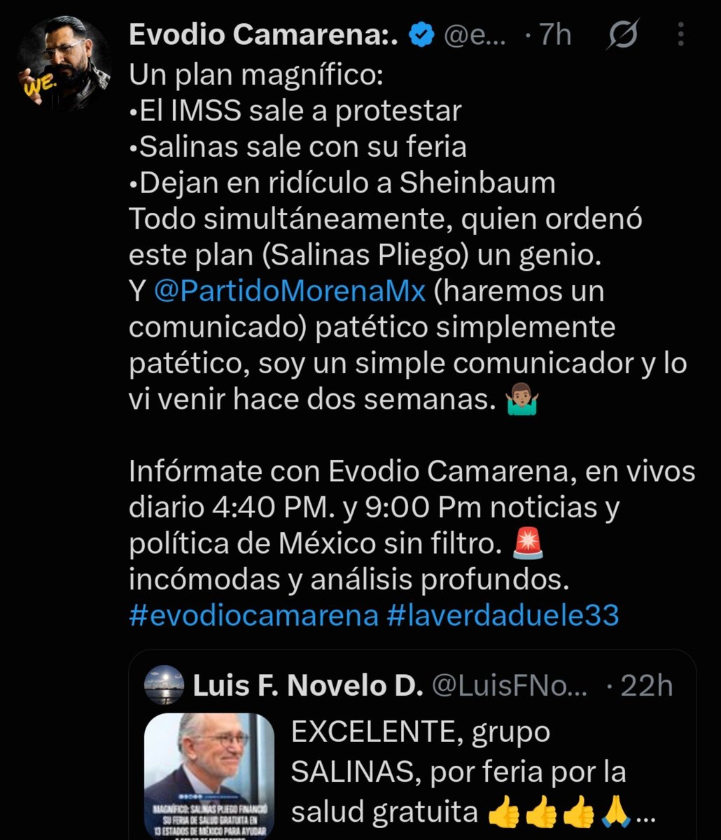 HctorDetectivMx's tweet photo. Por seguridad nacional #EmbargarTvAztecaYA ⚠️

¿No es tan repentina la Agenda de Ricardo Salinas Pliego con su gira de la salud, las manifestaciones del viernes, y como TV Azteca magníficaba las mentiras y demás movidas ya desmentidas como el falso paro nacional del IMSS y querer contra puntear con los médicos?

Es TERRORISMO a nivel mundial⚠️
Golpe Blando ‼️

Veremos al Bloque Negro vestidos de... Personal médico en breve...

@infodemiaMex @JesusRCuevas @jenarovillamil @LuisaAlcalde
@AlbertoElRudo
@MalthusInmortal
@GustavoRocMtz @SinLinea_Mx @Erickisback1 @RedAMLOmx @DavidVargasA18 @Humanismo4T @GuillermoSRguez @DnielleCabrera @molotovmx
@Rafaherrera1983 @galvanochoa @kikesma @diazpol @El_Mayo_Monero
@PM_Navegaciones @bethcastilloo @Monicao2712 @comsatori @alvaro_delgado @jet1403 @JulianMaciasT @manuelhborbolla @epigmenioibarra @cpabogadossc @NormanFPearl @elgatopolitico_ @sevillacritico
@IzqNoticiasMx @fisgonmonero
@MonederoJC
@Katsuragui
@catrina_nortena @abrahamendieta @YosoyPedrero @JorgeArmandoR_ @jgnaredo @fabriziomejia @Anamariavazquez  @CarlosVZenteno
@ZuritaCarpio