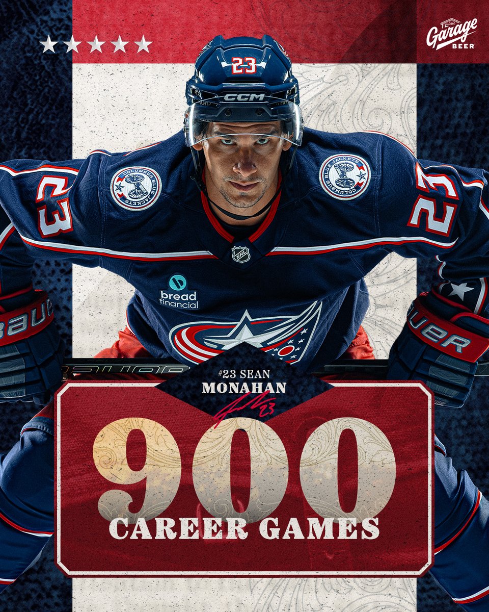 BlueJacketsNHL's tweet photo. 9️⃣0️⃣0️⃣ NHL GAMES IN THE BOOKS! 🥳

Congrats, Monny! 

CBJ x @drinkgaragebeer https://t.co/z8Jw2dOTbf