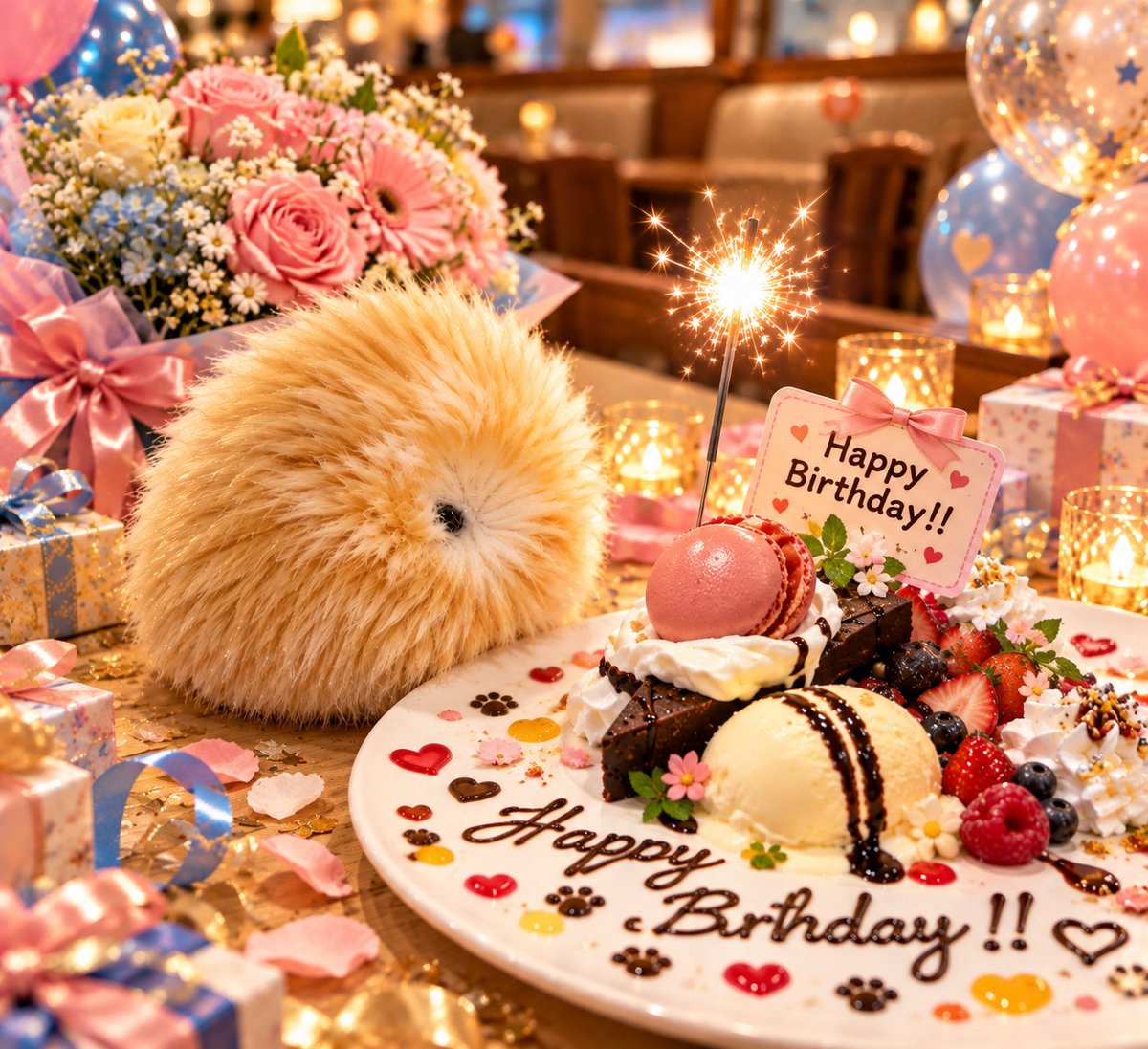 moffkinako's tweet photo. @pocky_mof_ma まっすーさん
ハピバーです！！
うちのきなこからです！
(きなこ)またあそんでねぇ https://t.co/wWq8PjfMWL
