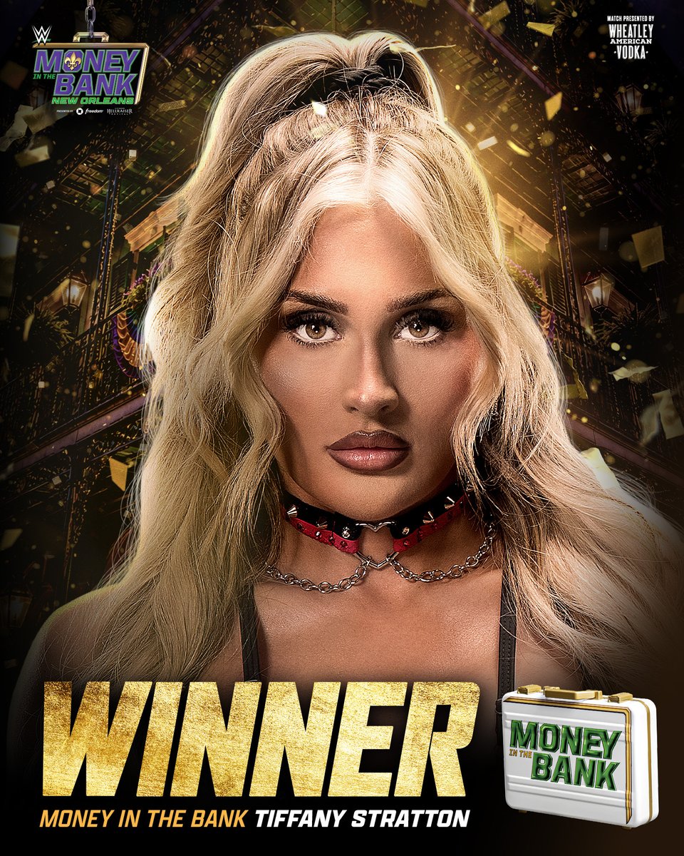 WWE's tweet photo. IT'S TIFFY x TWO 💵 #MITB

Now 2x Ms. Money in the Bank @tiffstrattonwwe! https://t.co/F9DpQCluEJ