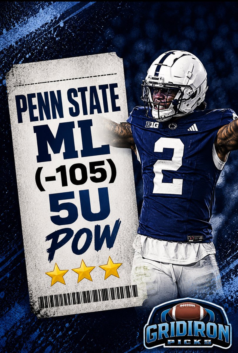 Gridiron_Picks8's tweet photo. PLAY OF THE WEEK:

Penn State ML (-105) 5U MAX ⭐️⭐️⭐️

USC is fraudulent and have been barely getting by mid teams. I know Penn State has looked even worse but they are favored? Imma trust the line here and back the white out game. 

2-0 5U record 
#Gambling𝕏 #CFB #PennState https://t.co/sVdZUlF9KQ