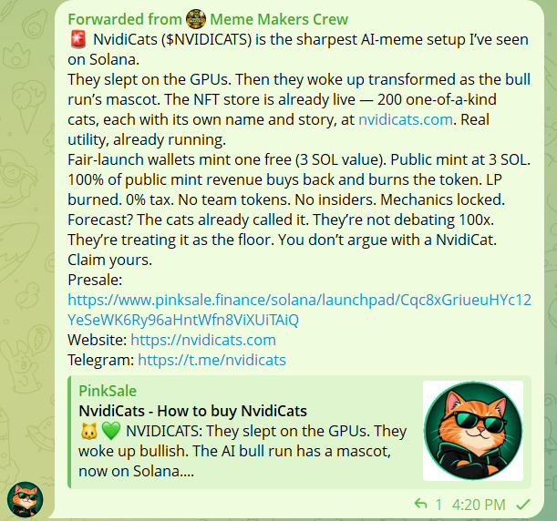 nvidicats's tweet photo. Forwarded from Meme Makers Crew's telegram group.  Thanks, Meme Makers Crew! https://t.co/J64MjSN6qa