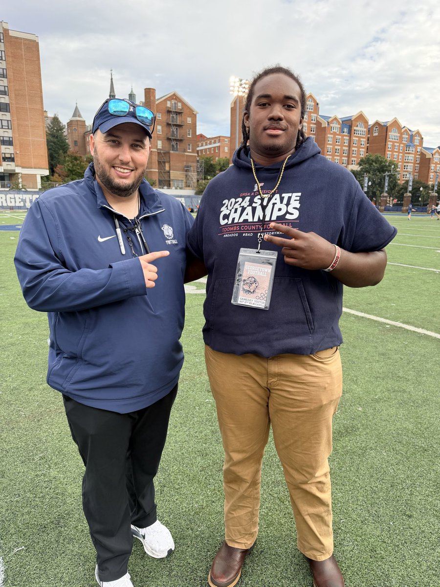 RjLangstonfb's tweet photo. Thank you @HoyasFB @coachsgarlata @CoachPartin for the gameday experience looking forward to getting back on campus again soon @CoachBMart @ToombsFootball1 @RecruitGeorgia #BLESSED #AGTG #OL #D1 #Recruit https://t.co/rcanSyVWRQ