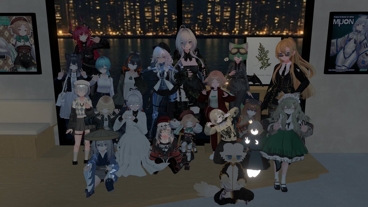 A_74_vrc's tweet photo. 昨日は Bemolle 行ってまいった
01: 集合写真
02: カウンターの人たち
03: ウォル（こごみCAM by FLANKさん）
04: ウォルイメージの色
#Bemolle_VRC https://t.co/74ebIYfSDO