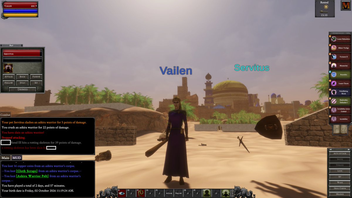 IAmServitus's tweet photo. I've learned a spell that allows me to summon a 'Shadowkin Defender' pet, and I have named him Servitus. This allows me to serve Goddess Vailen in Aêthoril as her incroporeal knight. 🛡️ https://t.co/CkbFdQ7Tf4