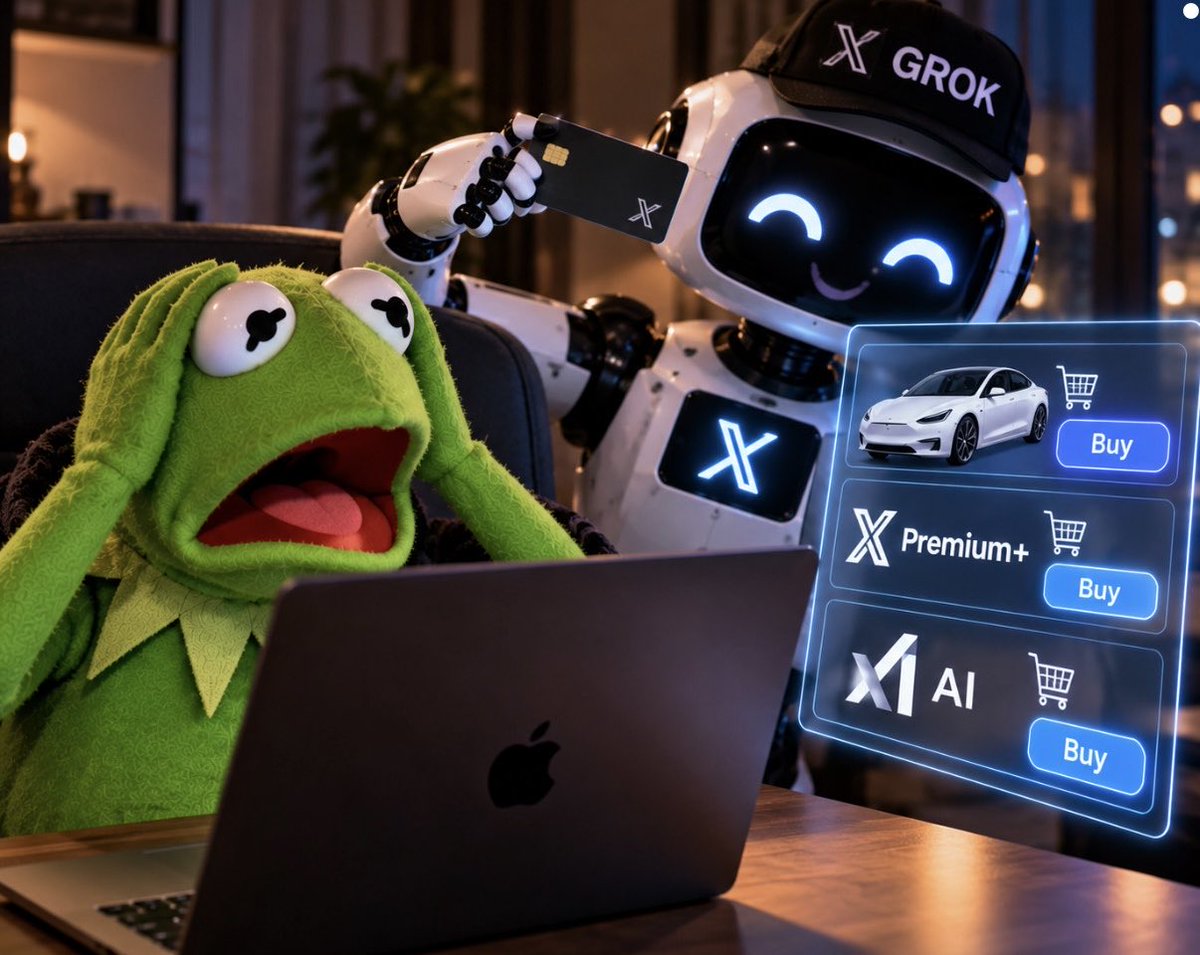 KermitDisneyBNB's tweet photo. .@elonmusk, i gave grok my credit card.

he bought himself a tesla, subscribed me to premium+ and donated the rest to xAI.

10/10 shopping experience. 🐸💀 https://t.co/pzzC2ajM3t
