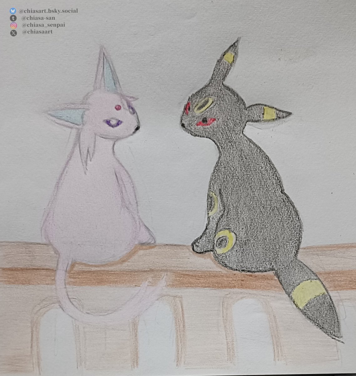 Chiasaart's tweet photo. Moontober día 10: Arte tradicional
Hice a Espeon y Umbreon a crayola, me base en sus cartas del 30 aniversario
#moontuber #pokemon #umbreon #espeon
De paso mis poderosas crayolas de Bluey que acabo de comprar para hacer esto xD https://t.co/rKOOi0naNq