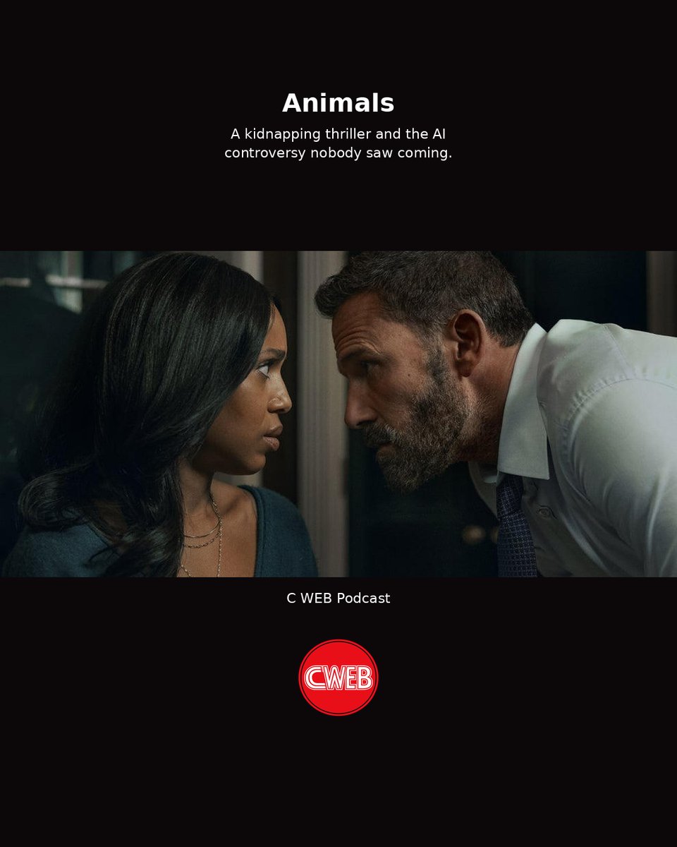 cweb's tweet photo. Listen to The Elephant in the Room: Ben Affleck, Netflix, and the Curious Case of Animals on Spotify for Creators https://t.co/PAoBdr8imV
#CWEB #AnimalsNetflix #BenAffleck #KerryWashington #Netflix #AnimalsMovie #Podcast #CWEBPodcast #MovieReview #Thriller #AIControversy #HighAndLow #Kurosawa #Streaming #Hollywood @cweb @ljcweb