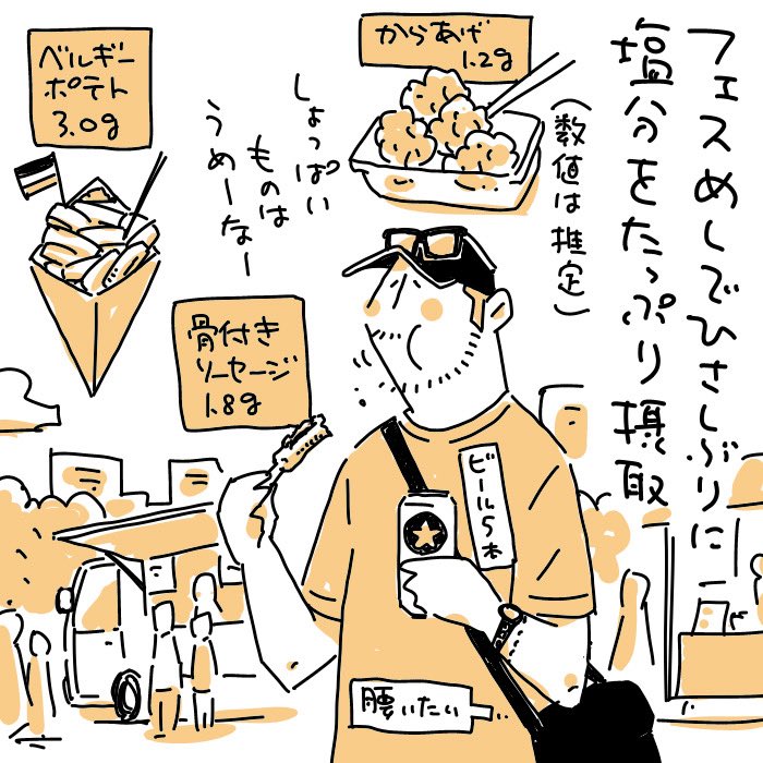 ncopsi's tweet photo. 【ひとゴマ】10/10「フェス飯」
来年はひさしぶりに似顔絵屋さんやろうかな。
#カワセミフェス #フェス飯 #ひとゴマ #絵日記 #右手 https://t.co/W6z1E75JhK