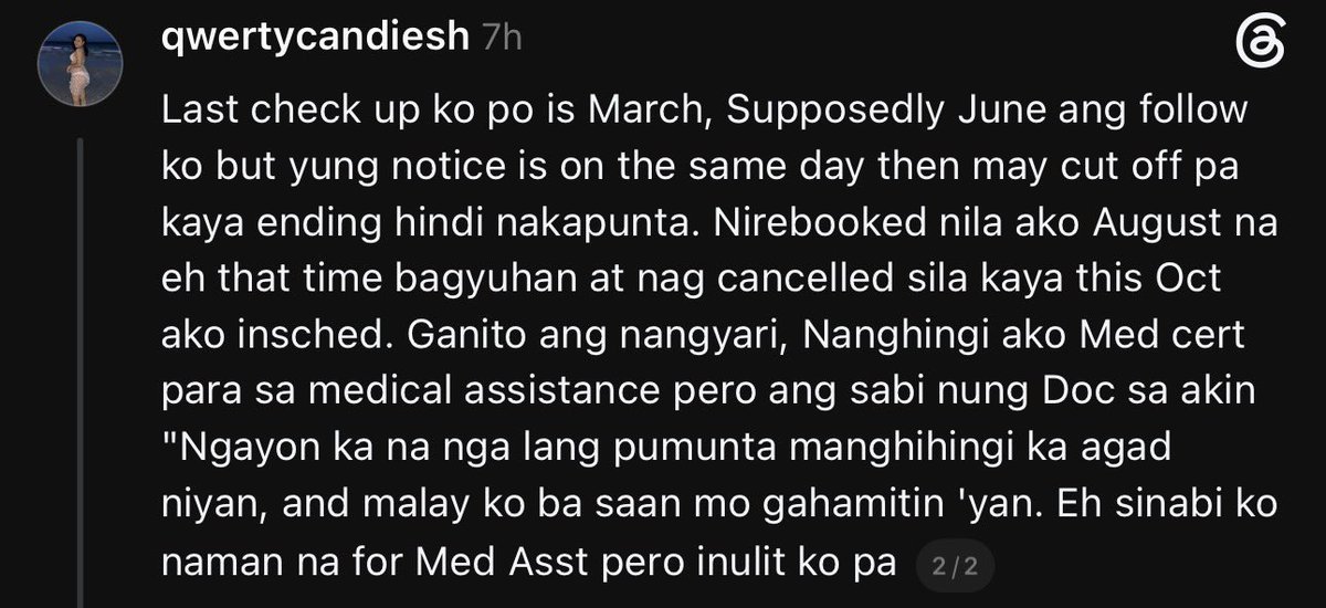notsureph's tweet photo. Doctors (lalo na yung nasa psych field) should have compassion and consideration for their patients🥺 Kahit basic empathy, patience and respect man lang sana. Di lahat ng pasyente komportableng magtanong at di lahat kayang ipaglaban agad ang sarili nila, especially when they’re already in a vulnerable state. A little kindness and consideration can make a huge difference🤍

Di naman kelangang maging overly accommodating pero sana wag namang iparamdam sa pasyente na pabigat sila for asking questions or requesting something they need. Patients deserve to be treated with dignity, understanding and compassion. These should be the bare minimum not privileges they have to earn🫂
