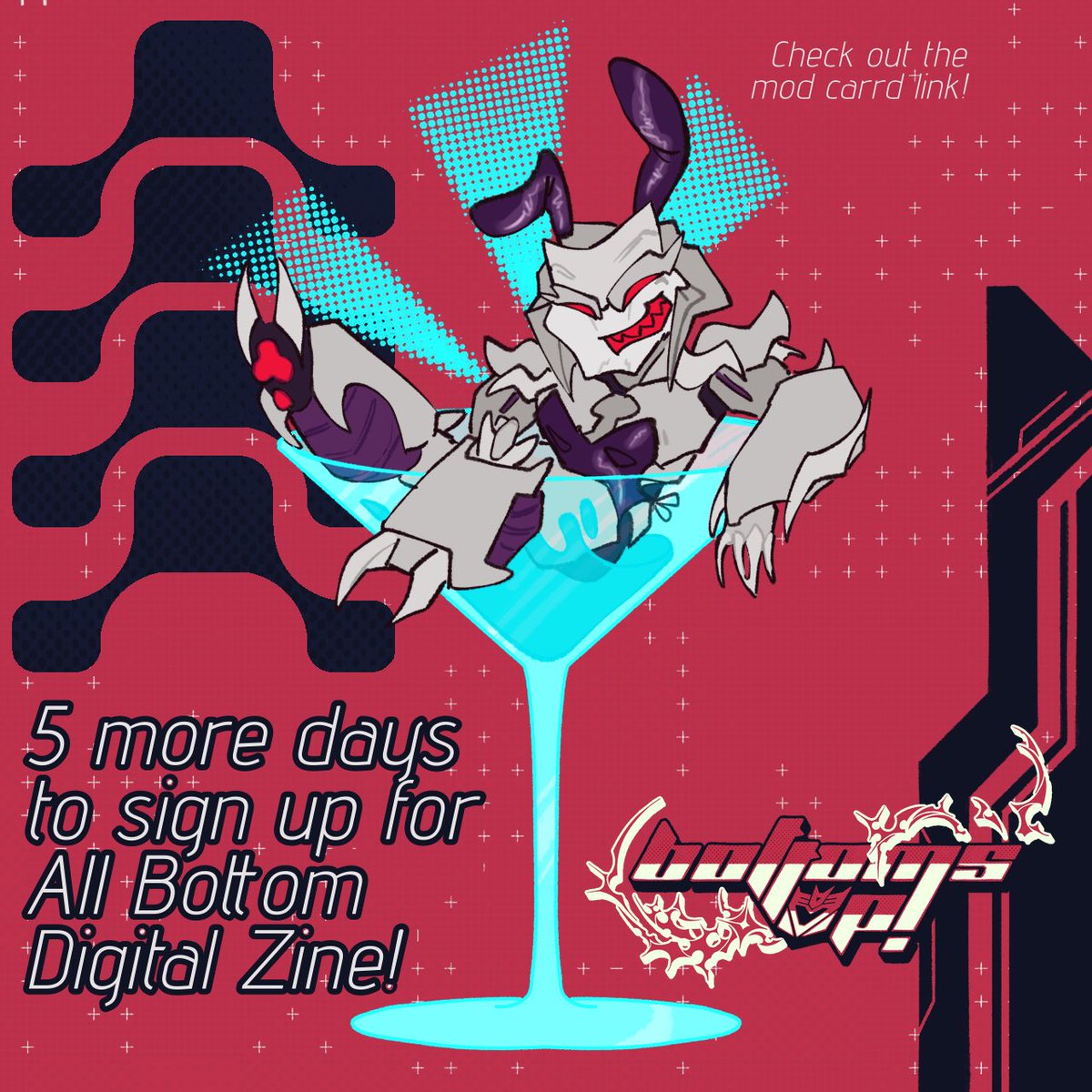 BottomsUpMega's tweet photo. 5 more days until sign ups close!!!✨ while we wait, come check out the zines carrd! Link will be below! In it you could check out our mods, FAQ, and the schedule☺️ https://t.co/tE7H437KK8