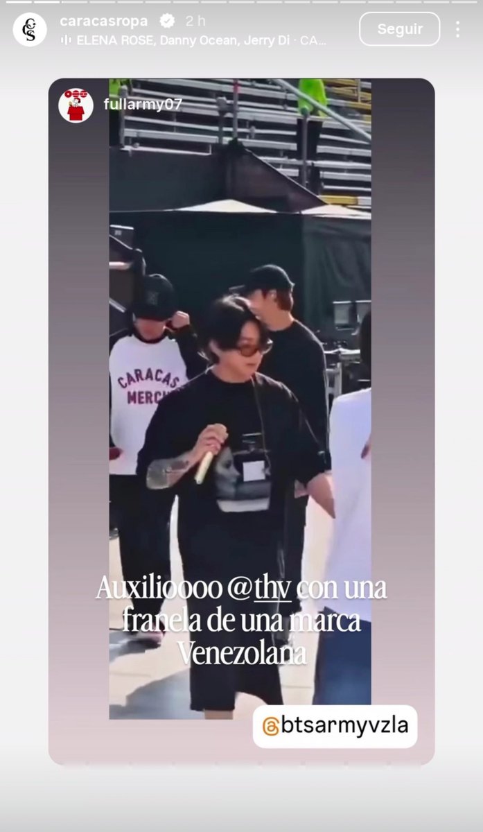 taehyvngpics's tweet photo. Caracas Merch via IG stories after finding out Taehyung used their merch!! 💜

"And this happened."

"help! Thv with a flannel from a Venezuelan brand!"

"No Words 😭😭😭" https://t.co/rrsq0uu8iz