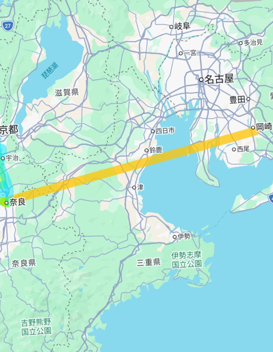 H0FTAMMY's tweet photo. ずっと電波なかったから、京都と奈良の往復しただけなのに、愛知県岡崎市までの往復261kmを、63分で自転車で移動したことになってる。
#伝雷 https://t.co/c9RgcBIKcG