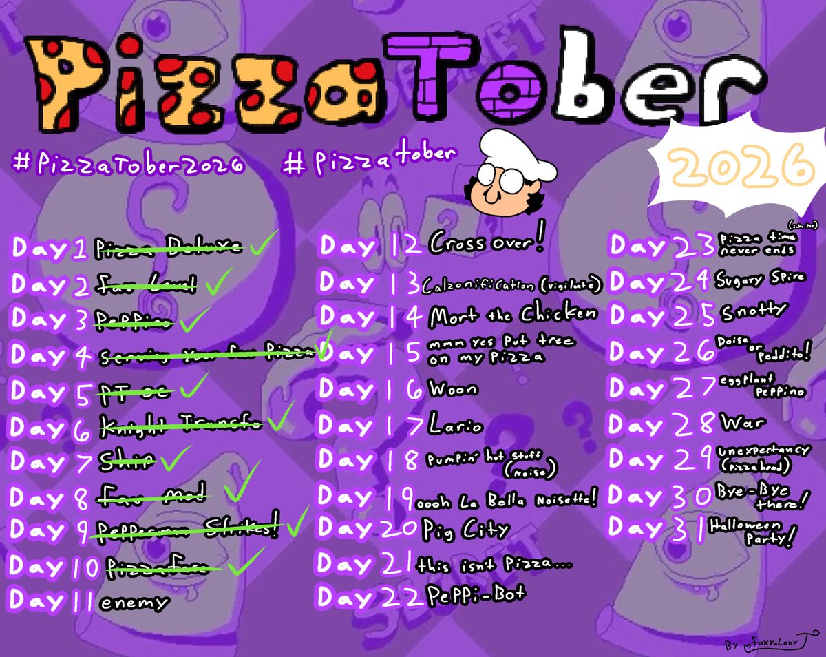 Clownythepayaso's tweet photo. Day 10! Pizzaface •<;°]
#pizzatober2026 #pizzatower #pizzaface #drawing #october #chubby https://t.co/vCEpKSvPbg