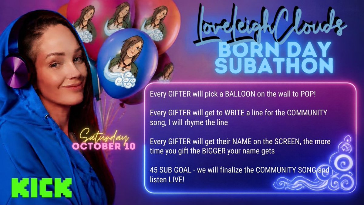 LoveLeighClouds's tweet photo. BORN DAY SUBATHON going on right NOW over on KICK https://t.co/6OELhqxEhs #KICK #SUBATHON #kickstreaming #kickstreamer #bornday #bday https://t.co/bODH6v9IOI