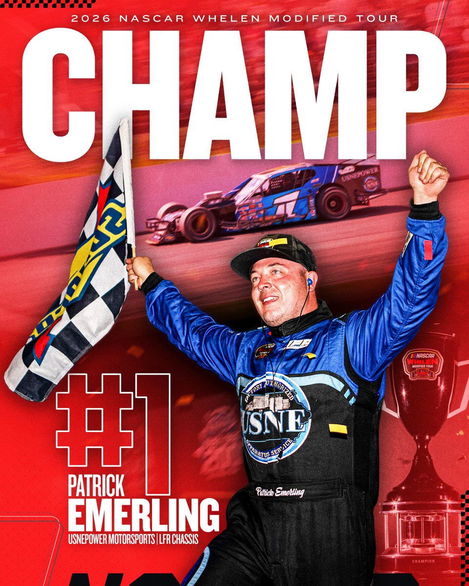 NASCARRegional's tweet photo. He’s the 1️⃣! 

Patrick Emerling wins his first NASCAR Whelen Modified Tour championship! https://t.co/zozoVYAI3y