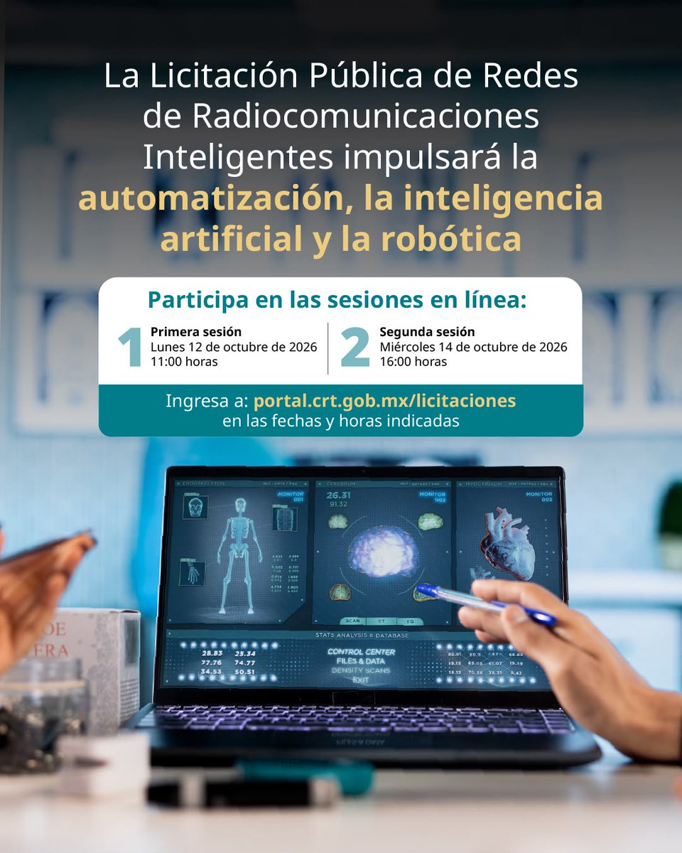 CRTGobMX's tweet photo. 🚀 ¡La innovación comienza con la conectividad!

Participa en las sesiones informativas sobre la primera Licitación de Espectro para Redes de Radiocomunicaciones Inteligentes.

💻 Acceso virtual.

📅 12 de octubre | 11:00 h
📅 14 de octubre | 16:00 h

🔗 Más información: https://t.co/CheXKV6jVf