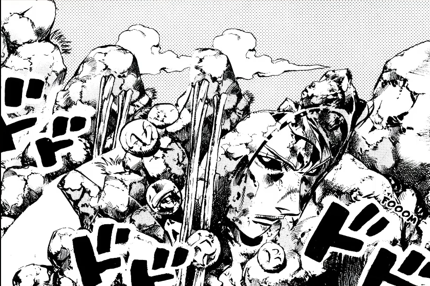 cazidi_RAR's tweet photo. quando eu falo que não gosto do quadrinho de JoJo colorido, eu quero me referir a isso aqui... O desenho perde toda a aura na coloração, e nesse caso, tbm perde valor artistico. O Araki fez esse quadro de forma genial, o Risotto invisível, mas no colorido ele ta bem visivel.. https://t.co/76pNnEkBIf