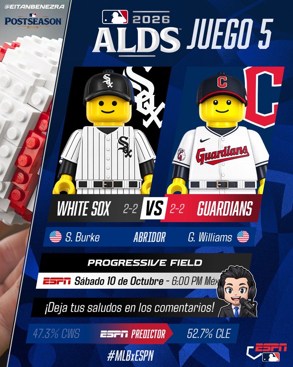 EitanBenezra's tweet photo. Al aireeeeeee

@whitesox vs @CleGuardians 

El ganador a la final de la americana el perder a casa

Los espero junto a @JESanchez_ESPN 

Vanos a divertirnos!!!

#MLBxESPN https://t.co/os70MFDrJx