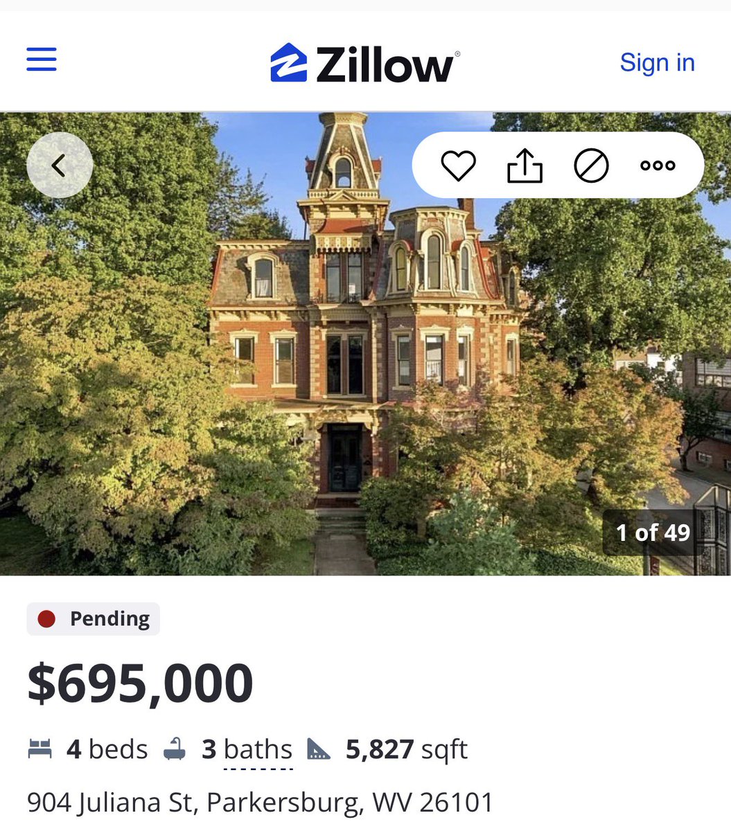 zillowgonewild's tweet photo. Per the listing this is a ONCE IN A LIFETIME opportunity to own the “fabled” Chancellor House, which is now for sale for the first time since being built in 1878 and has been in the family for 5 generations since. The house has 16 rooms, 64 windows and high ceilings throughout. 

It also obviously has BW and HF. 

Currently listed for only $695,000 and already pending.
