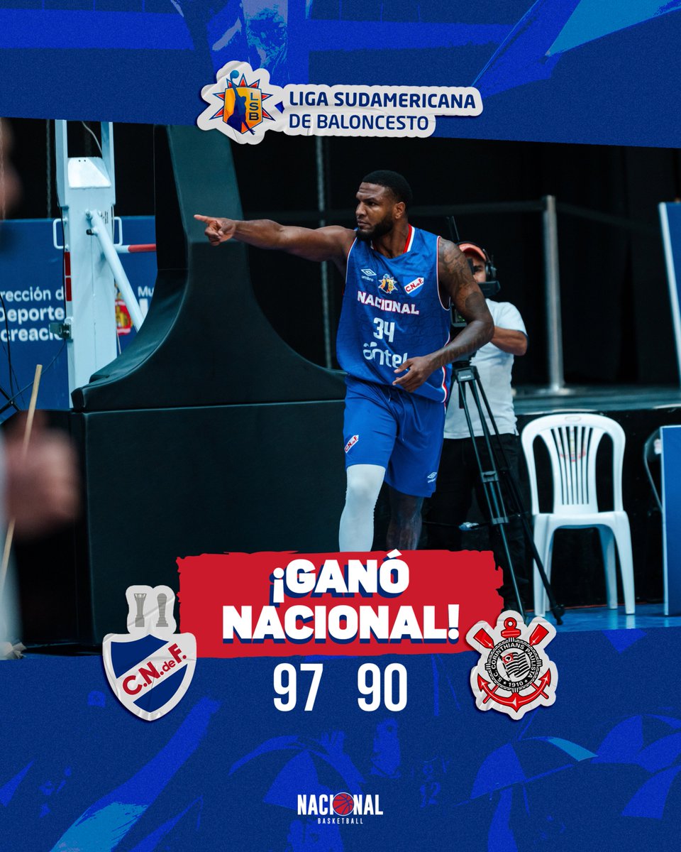 CNdeFbasketball's tweet photo. ¡𝗚𝗔𝗡𝗢́ 𝗡𝗔𝗖𝗜𝗢𝗡𝗔𝗟! 🔵⚪️🔴 

#Nacional 9️⃣7️⃣ - 9️⃣0️⃣ Corinthians

📸 @LSbaloncesto https://t.co/g6q7HcSeGs