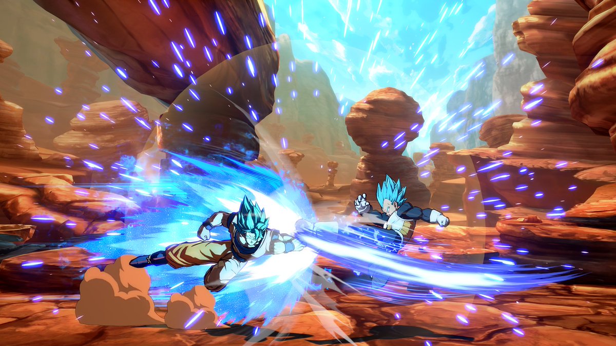 WistfulHopes's tweet photo. here's a look at dbfz kai's updated shader + textures, demonstrated through goku and vegeta clashing https://t.co/x2vZNrj3PY