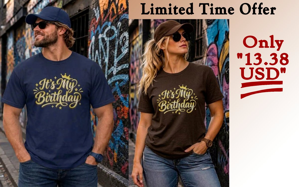 TalaatIbrahimM2's tweet photo. #Giftidea
.
#Apparel
.
#Merchandise
.
Brand: Birthday Kings and Queens
.
It's My Birthday Golden Crown Celebration T-Shirt
.
GOLDEN BIRTHDAY STYLE: Celebrate your special day with elegant.golden.lettering, a royal crown, and sparkling accents. This eye-catching birthday design combines celebratory typography with a touch of royal flair, making your birthday feel.extra.special