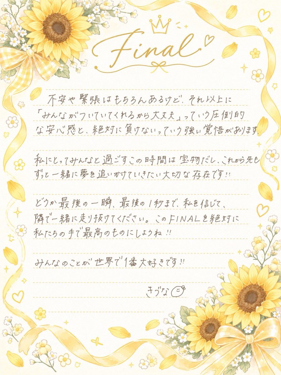 ux46004's tweet photo. 本選FINAL最終日❤️‍🔥
少し長いけど目を通していただけると嬉しいです‼︎🌻

イベントを通して、ライバルだけど沢山仲良くしてくれた同じKIMONOの子達、そしてここまで私を応援してくださった皆と出会えて、本当に良かったです😊
 
最終枠【20：20〜】です‼︎
どうか最後まで力を貸してください‼︎❤️‍🔥 https://t.co/3EuDc0DyJn