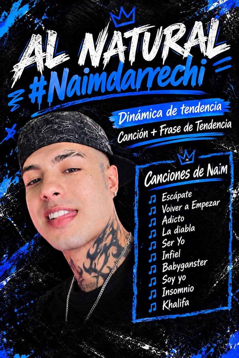 Fabiolaroman47's tweet photo. ACTIVEMOS LA TENDENCIA

 Canciones de Naim + Frase de tendencia,recueden siempre responder con la frase en mayúscula.

AL NATURAL
#Naimdarrechi https://t.co/gtRZRsLkkZ