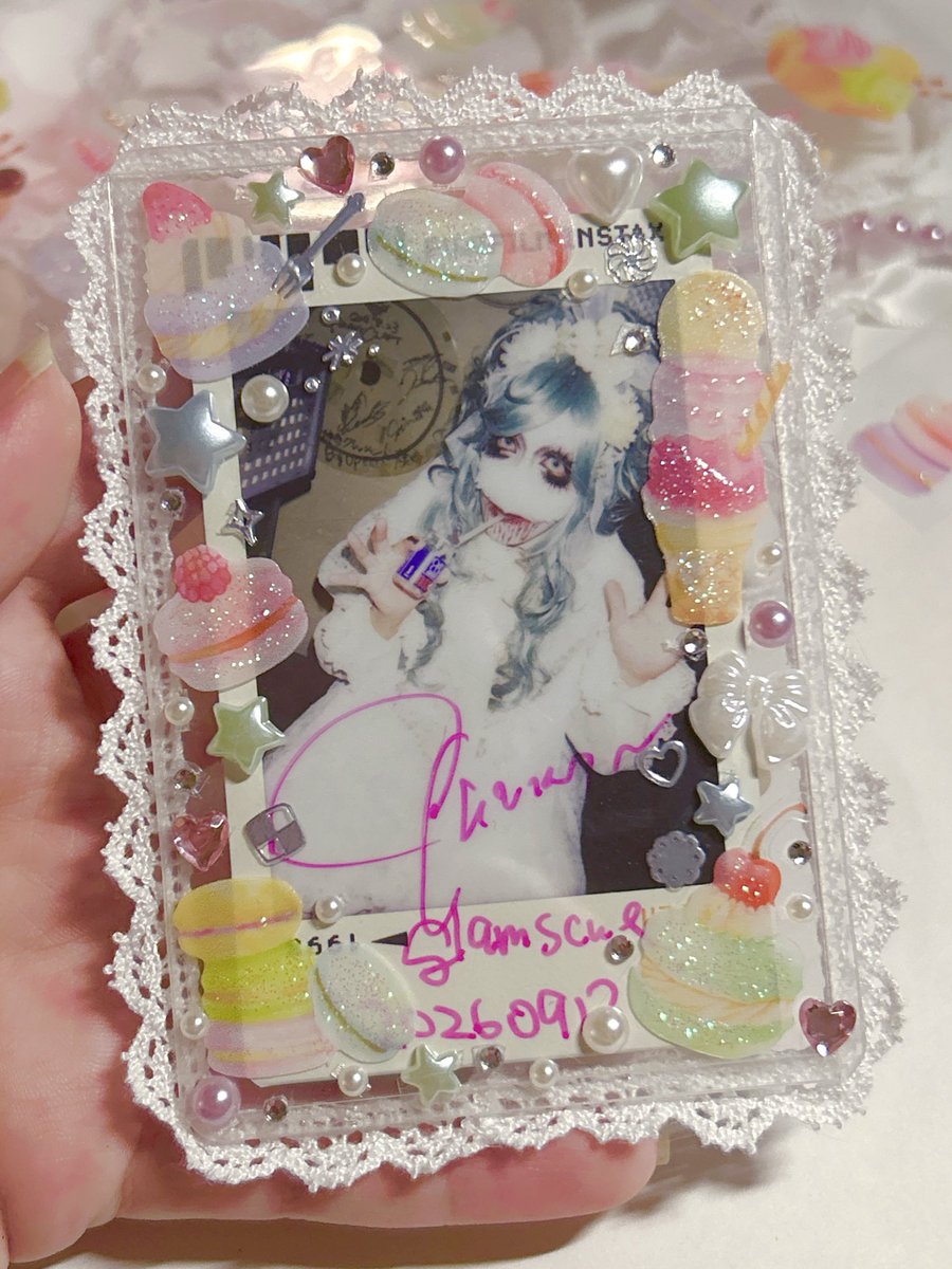 toonicat's tweet photo. Hiiiii inori cheki decorated!!!!!!!! i love dessert themes sooooo i was so excited to use these stickers.. ^_−☆ https://t.co/OhctQmBZCQ