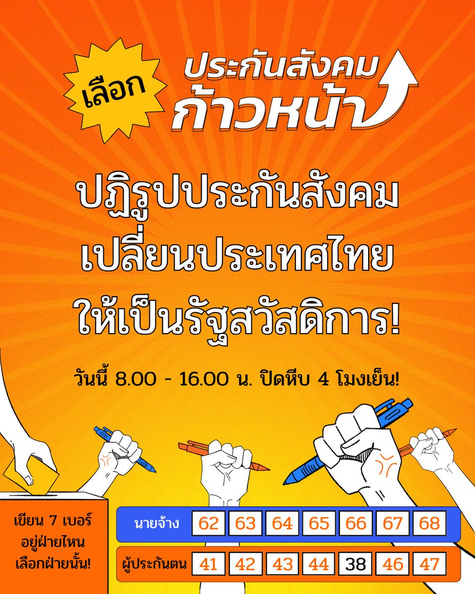 progressivesso's tweet photo. #เลือกตั้งประกันสังคม 

11 ตุลา 8.00-16.00 น. 
เชิญชวนออกมาเลือกตั้งกัน🚩

ไม่ต้องลงทะเบียนล่วงหน้าก็สามารถใช้สิทธิ์ได้! https://t.co/T8HnhpS9PU