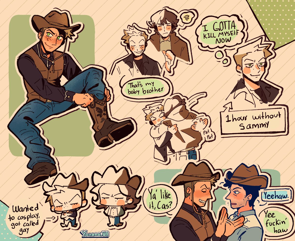 Yanana_UA's tweet photo. Various doodles I've been doing while on my rewatch
very fond of the cowboy episode
#spn https://t.co/N9tmTqrXWp