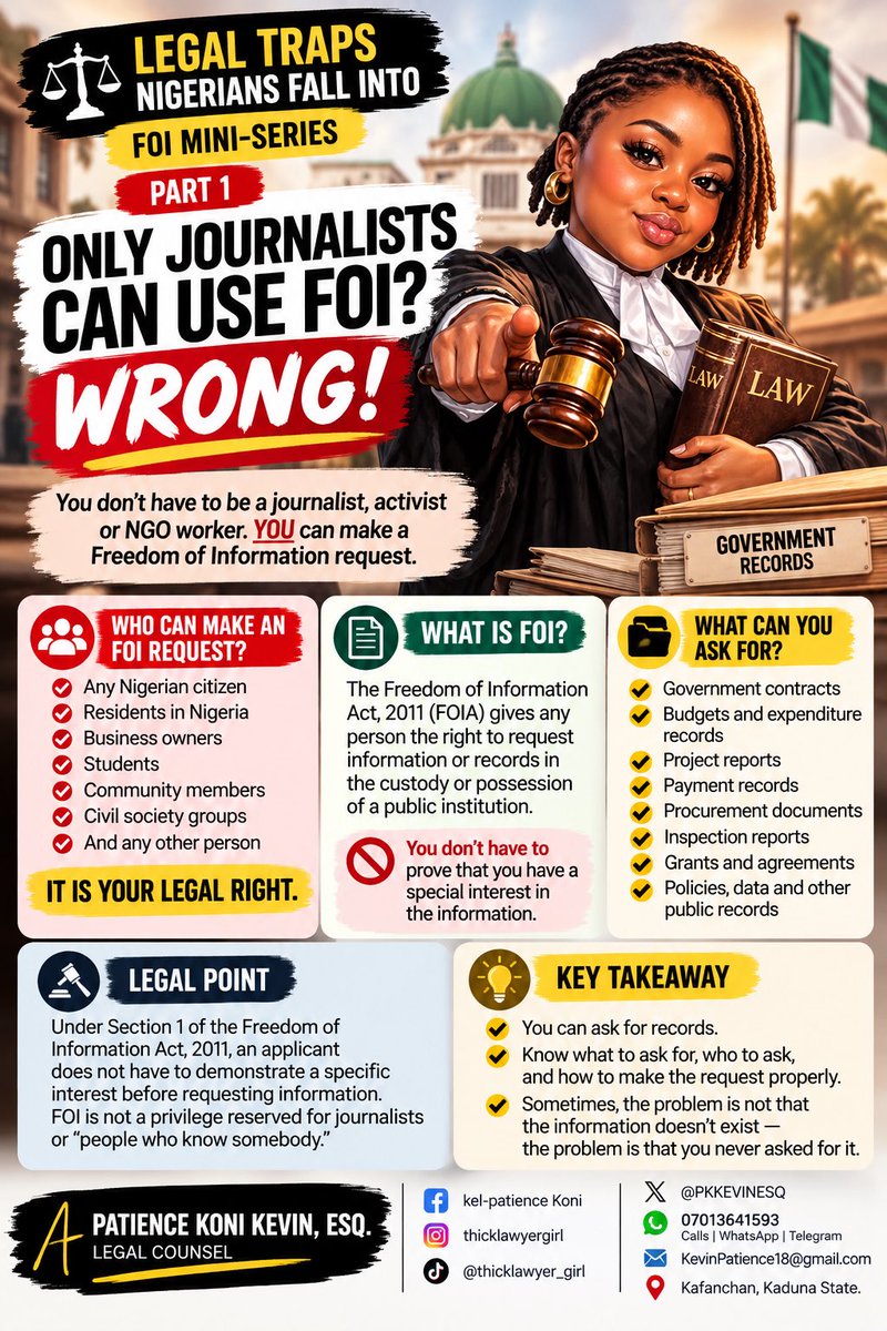 PKKEVINESQ's tweet photo. Follow for more on this miniseries on Freedom of Information 

#FOIA #legaltrapsNigeriansFallinTo
#accountablegovernance
#demandtransparency https://t.co/y504OyT73M