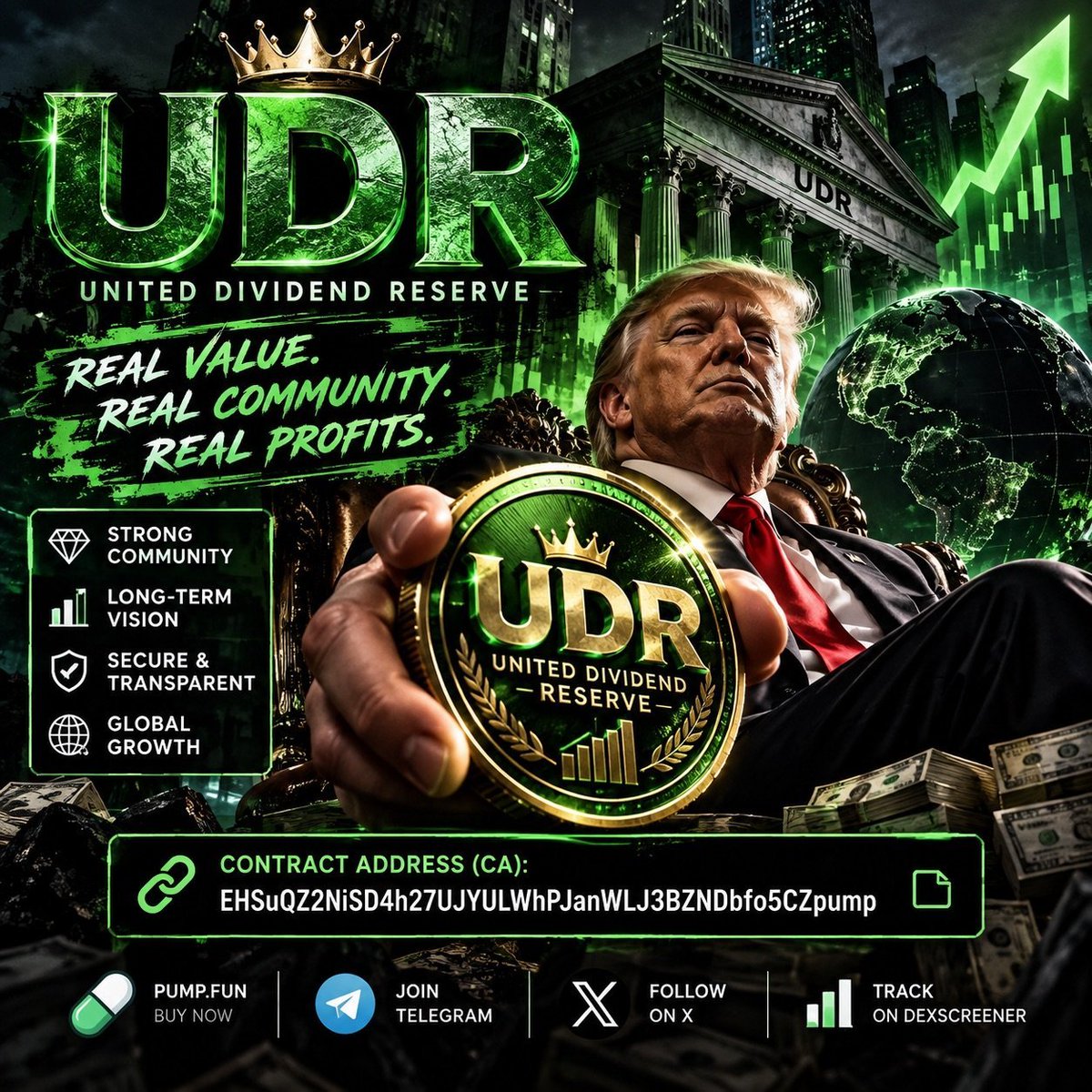 KevinsCalls's tweet photo. 🔥🚨 THE DIVIDEND NARRATIVE IS HERE! 🇺🇸💰

UNITED DIVIDEND RESERVE — $UDR 🔥

The biggest narrative on Solana is loading! Don't miss out on $UDR as the hype builds! 🚀📊

Previous ones reached hundreds of millions and this is a second chance🚀

📌 Contract Address (CA):
EHSuQZ2NiSD4h27UJYULWhPJanWLJ3BZNDbfo5CZpump  

✅ High-hype Meta & Strong Narrative 📈
✅ Community-Driven Token 👥
✅ Live on PumpFun 🌐

📲 Join the movement early and grab your bag before the massive send! 💎🙌

#UDR #Solana #PumpFun #Crypto #Memecoin #Altcoins