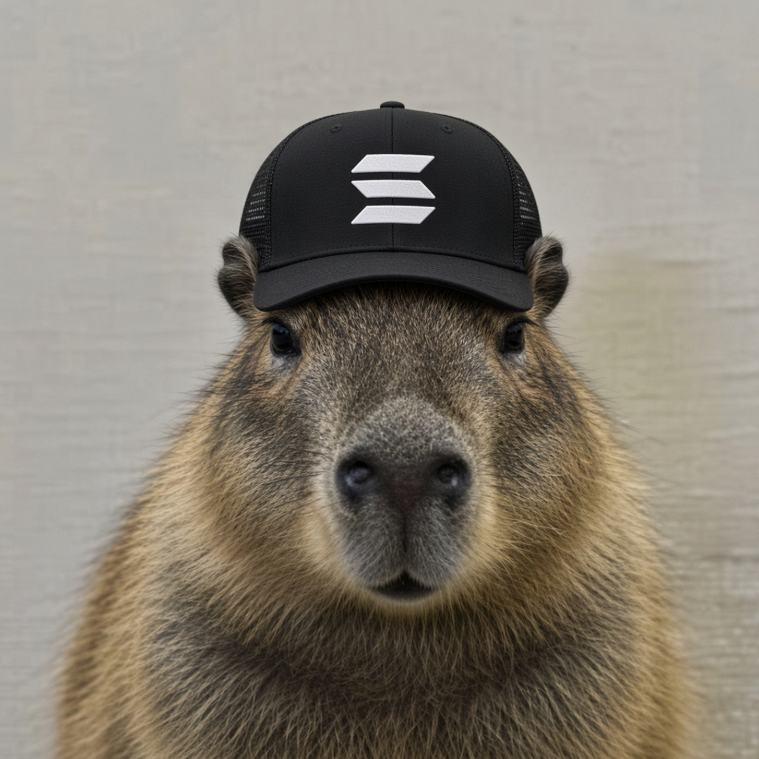iridescentpeak's tweet photo. there's solana caps on cryptomania official 

solana runs the market, lets send a capybara meme!

send this market cap!

put the hat on and join the cult.

https://t.co/0Rv07p0kPO https://t.co/aBrfWTnBru