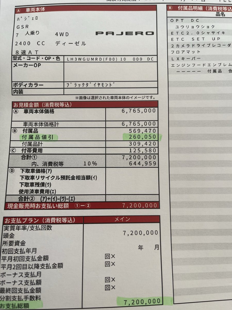 perry_0603's tweet photo. パジェロかなり値引きしてもろた。
ランクル250、300からもかなり乗り換えの人いるみたい。

#新型パジェロ　#パジェロ https://t.co/3WqDWHq8rb