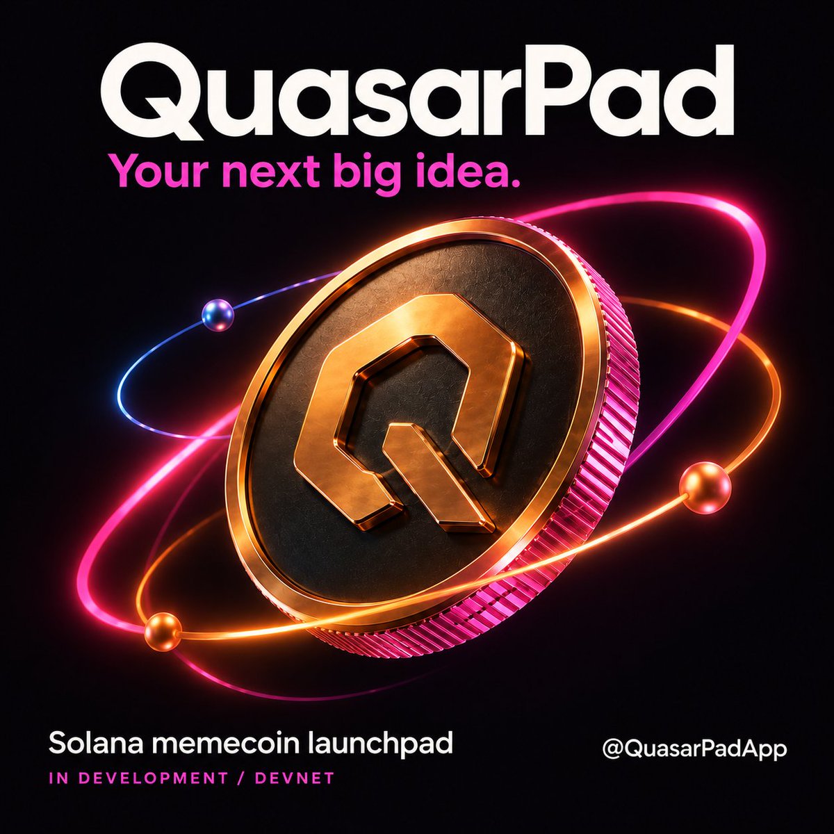 QuasarPadApp's tweet photo. Meet QuasarPad.

A new Solana memecoin launchpad for your next big idea.

We're building on devnet, with wallet connection and token creation at the core.

Follow @QuasarPadApp for updates. https://t.co/QgXjyIZUcS