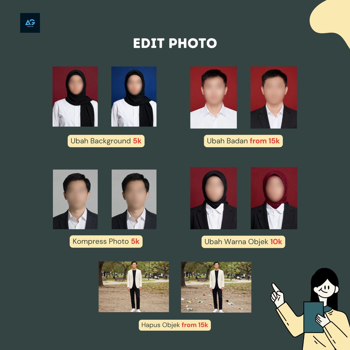 AGCreative00's tweet photo. Open jasa edit foto No AI.

Follow this link to view our catalog on WhatsApp: https://t.co/0gyeSmDZmb

#jasaedit #zonauang #zonajajan https://t.co/L3x6lH6lNZ