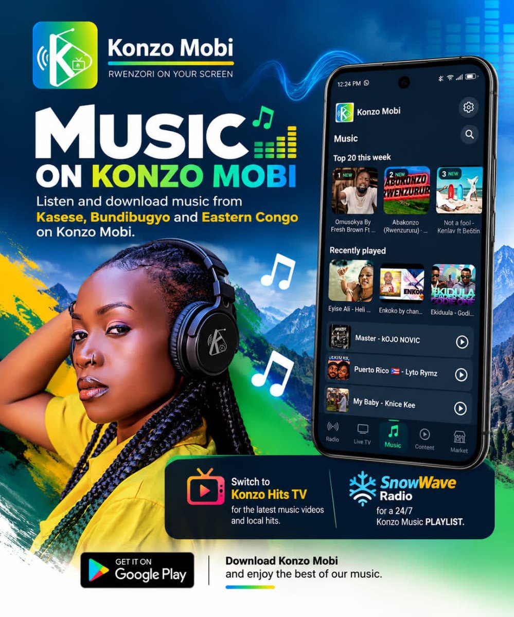 RonnieMc79924's tweet photo. Have you Downloaded the @KonzoMobi application on @GooglePlay 

You will be able to listen to the radio astation&amp; Tvs in kasese Rwenzori region, enjoying konzo market, enjoying and downloading kasese music on the app

Get the app and start enjoying online services https://t.co/bHW0xi2tOU