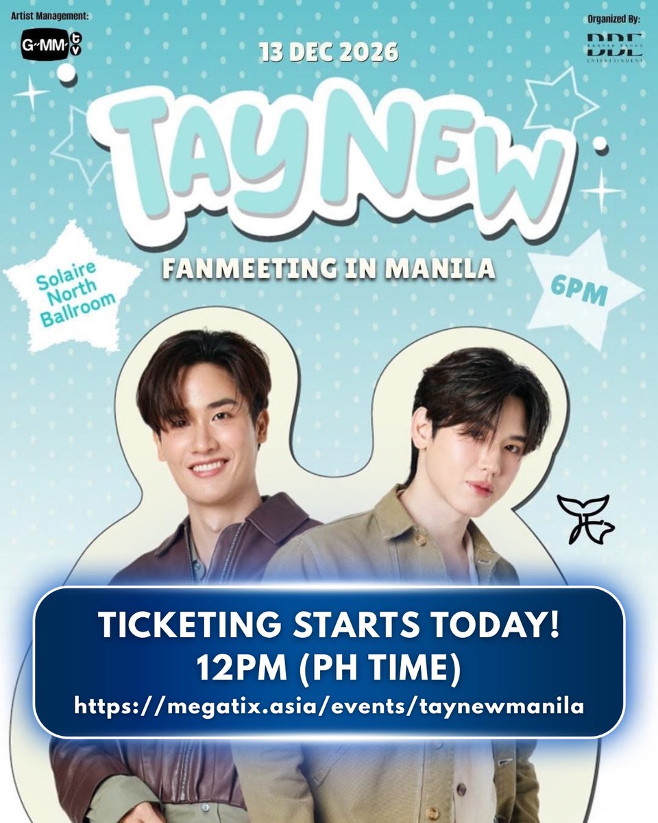 EuriThePolca's tweet photo. Today is the start of the ticket selling for #TayNewFMinMNL2026 ! 💙

🕛 12PM (PH Time)
🔗 https://t.co/QuMiMFZNS3

If you’re planning to go, get your ticket/s today!!!
May we all get our desired tiers 🙏🏻✨

Maligayang Pasko for Polcas this December 🥹

@Tawan_V @new_thitipoom 💙 https://t.co/GhgCRF9M49