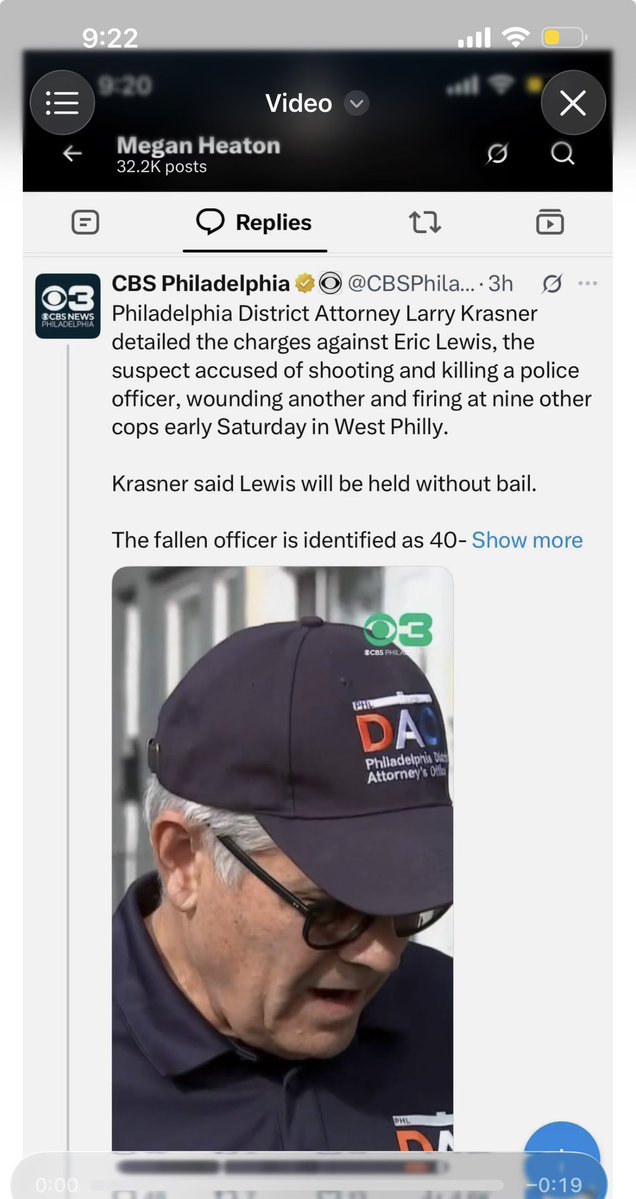 meganheat's tweet photo. You’re welcome, @CBSPhiladelphia. Glad I could help.

I commented asking why the killer of Officer Shane Seiber was a current city employee who Krasner already let off after a homicide arrest.

Then you published that Eric Lewis was a Philadelphia Water Department employee.

He was free — on the city payroll — until he allegedly ambushed and killed Officer Seiber and shot another officer 12 times.

Public records. I have said it for years: Krasner’s policies put blood on his hands.

#PastProvesPresent #WeAreTheNewsNow #Krasner